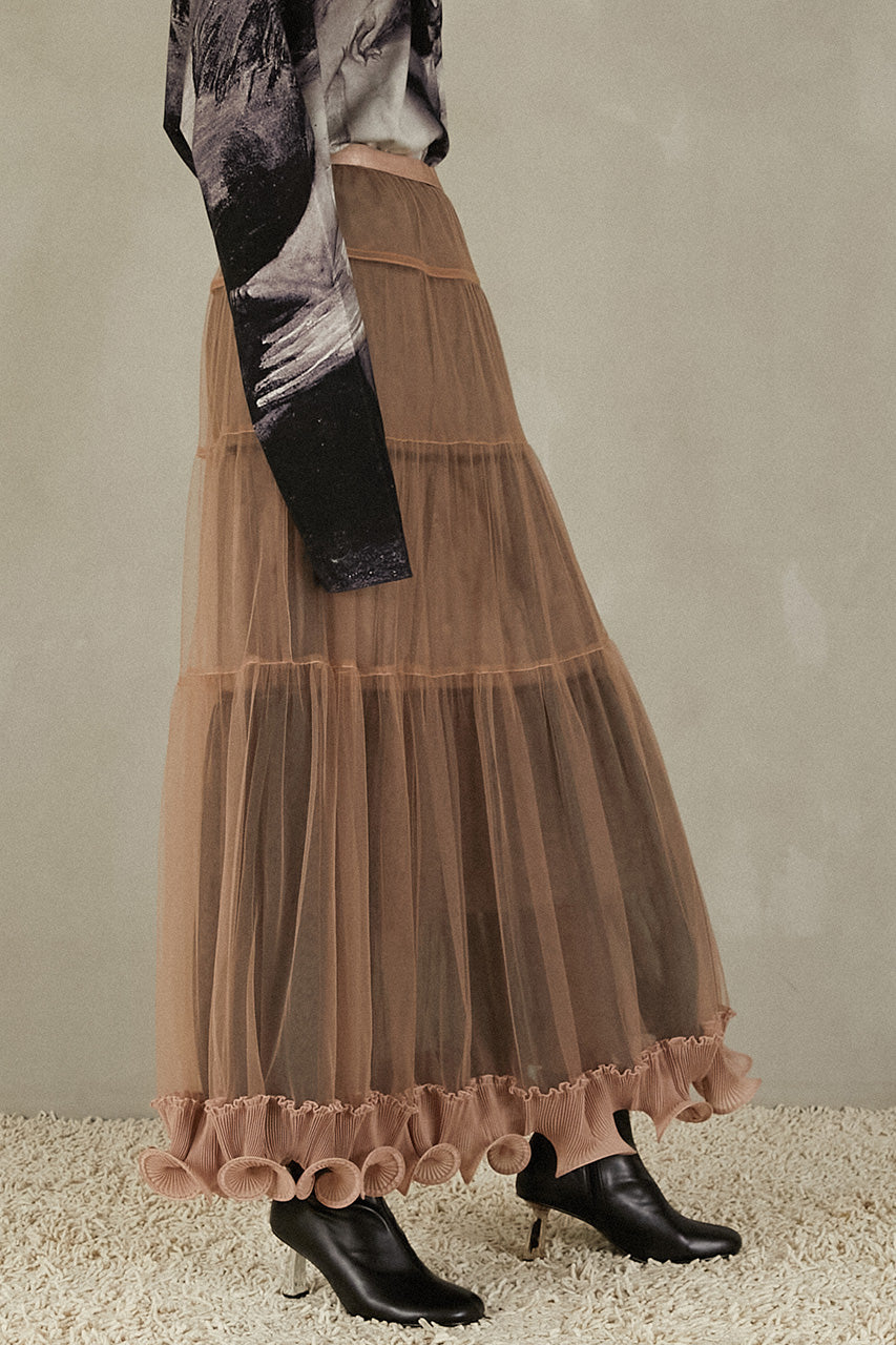 Ruffle Hem Tulle Skirt
