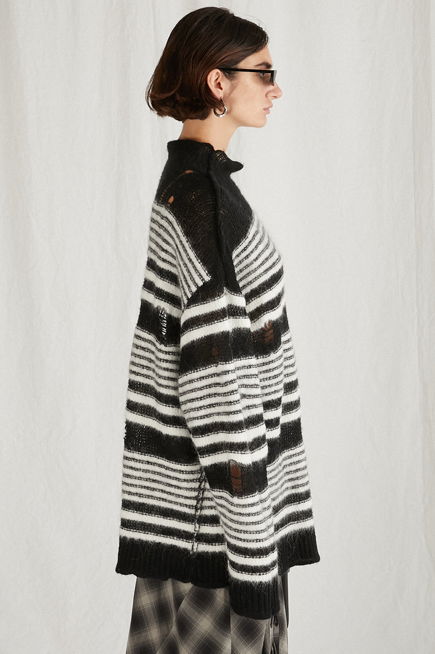 【24WINTER PRE ORDER】Mohair Sheer Border Knit