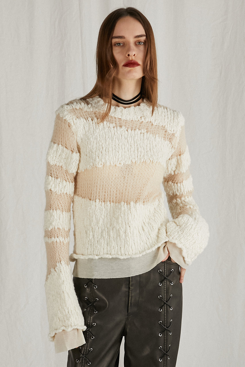 Slub Mohair Border Knit