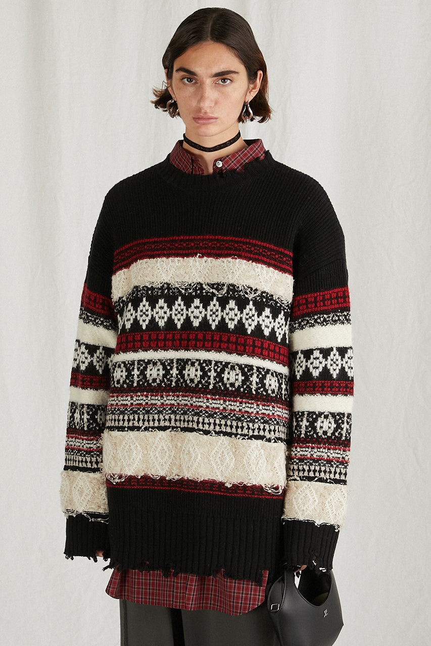 【24WINTER PRE ORDER】Slub Damaged Nordic Knit