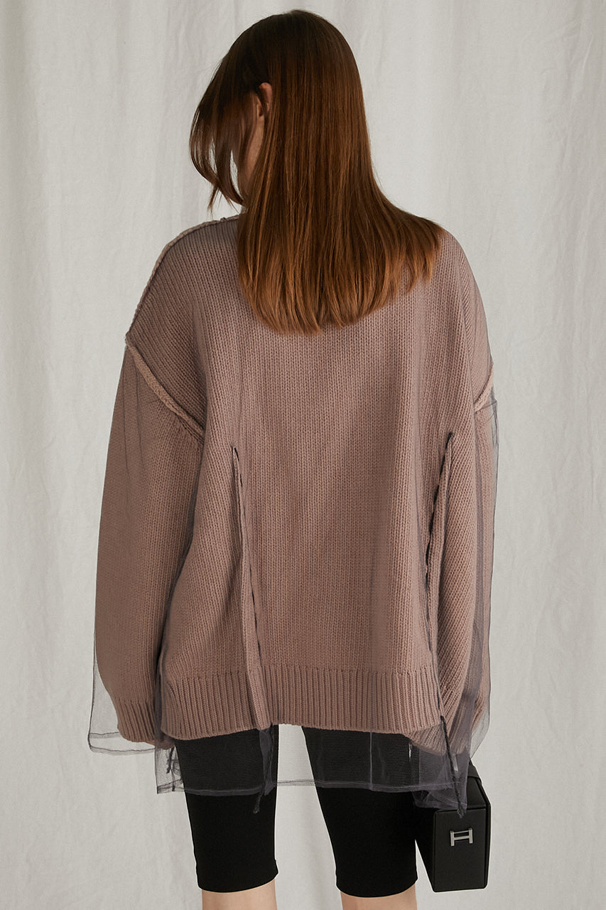 [24Autumn PRE ORDER] TULLE LAYERED KNIT CARDIGAN