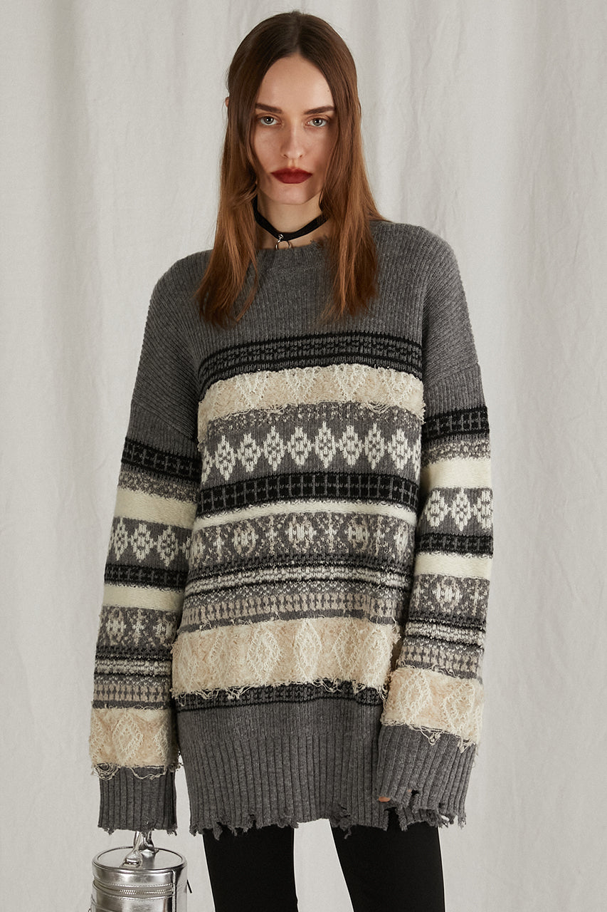 【24WINTER PRE ORDER】Slub Damaged Nordic Knit