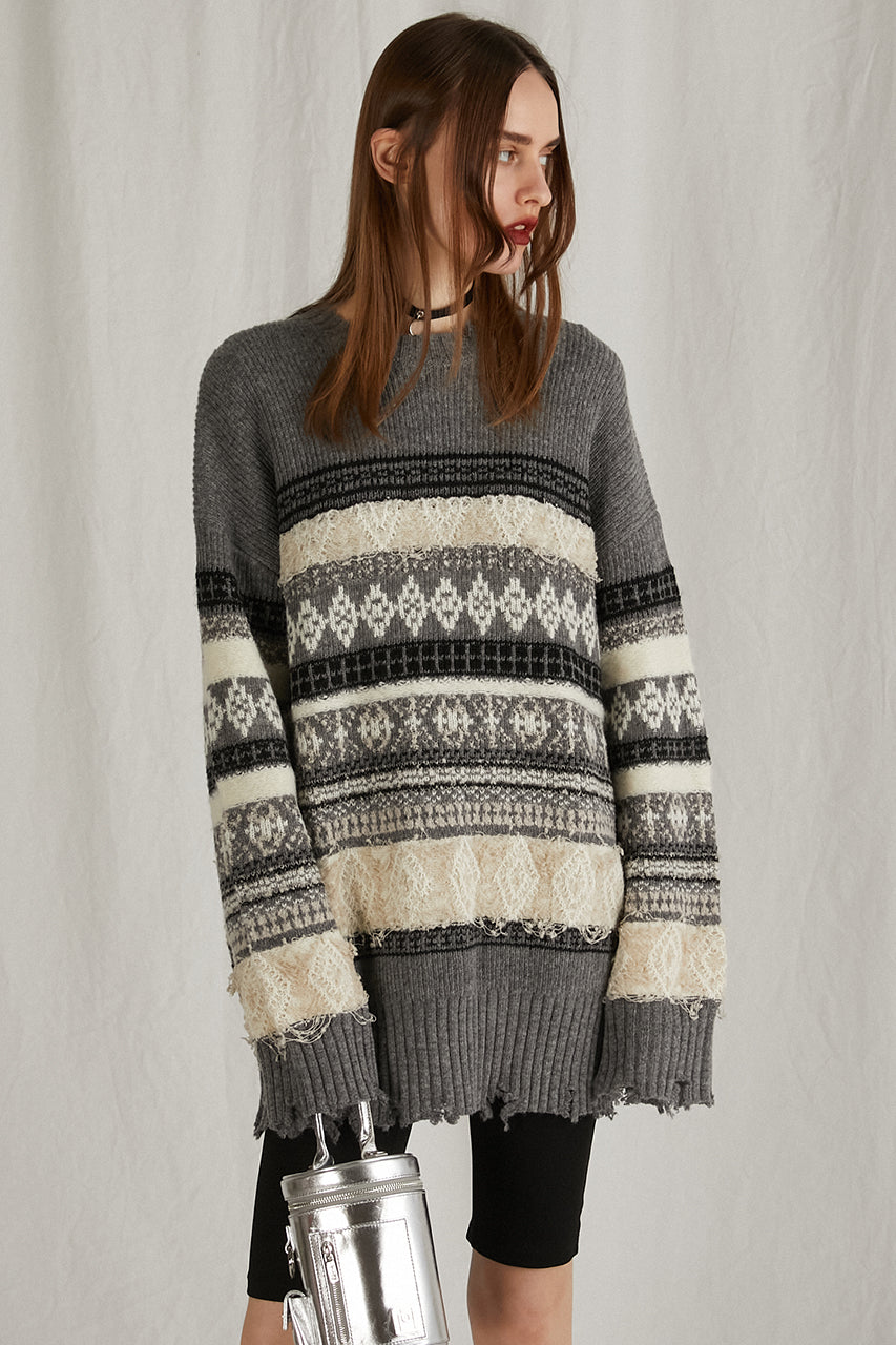 【24WINTER PRE ORDER】Slub Damaged Nordic Knit