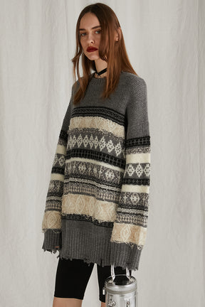 【24WINTER PRE ORDER】Slub Damaged Nordic Knit