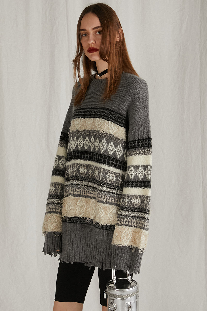 【24WINTER PRE ORDER】Slub Damaged Nordic Knit