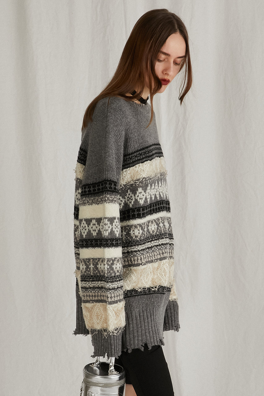 【24WINTER PRE ORDER】Slub Damaged Nordic Knit