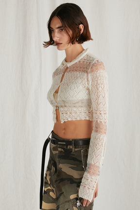 Mohair Lace Cropped Cardigan