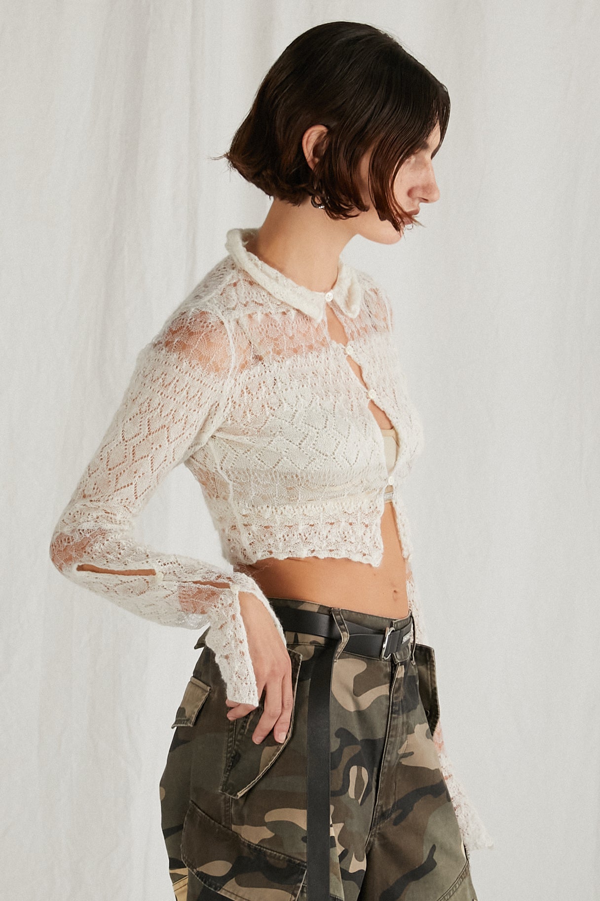 Mohair Lace Cropped Cardigan