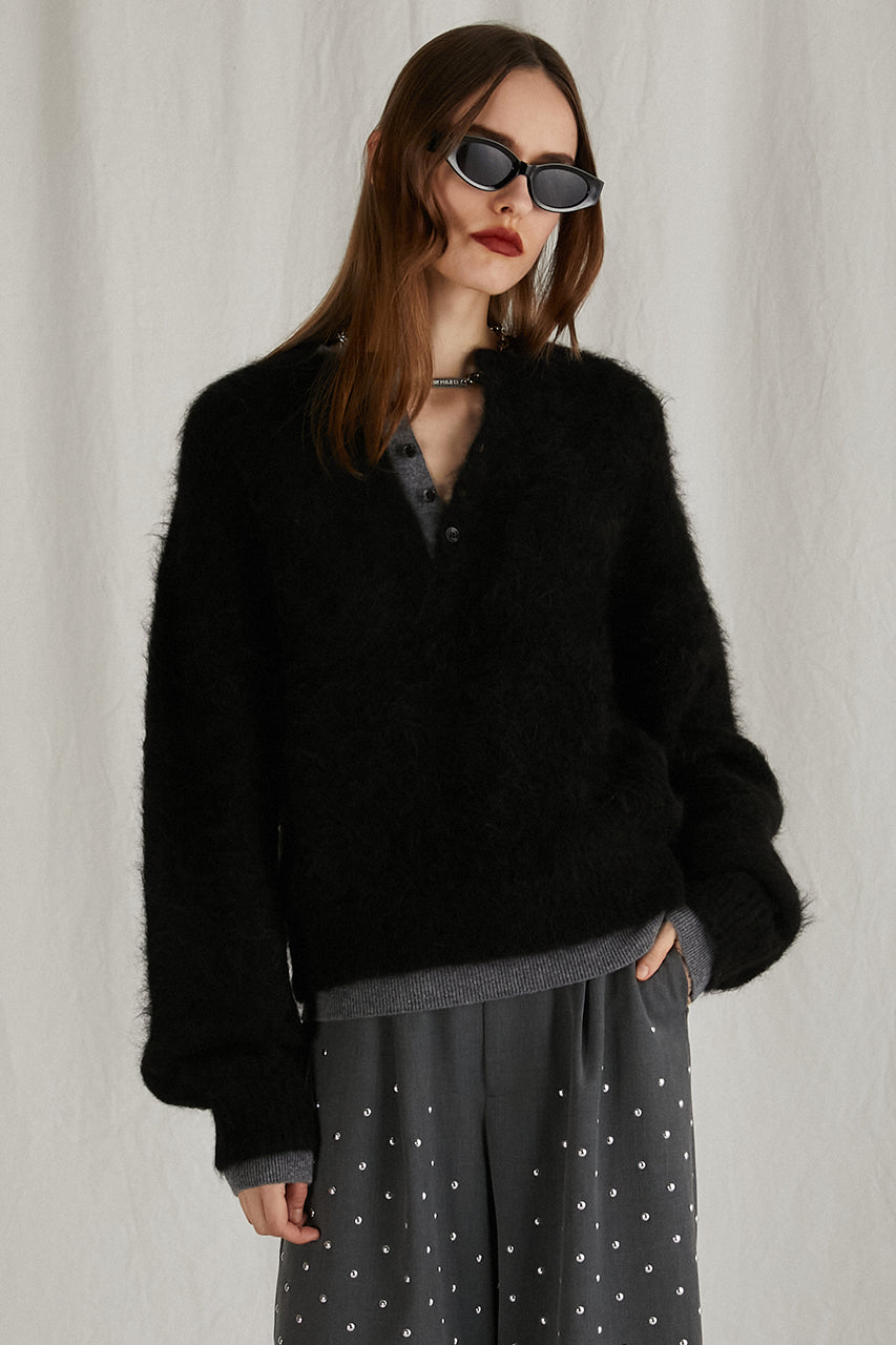 【24WINTER PRE ORDER】2Way Alpaca Shaggy Knit