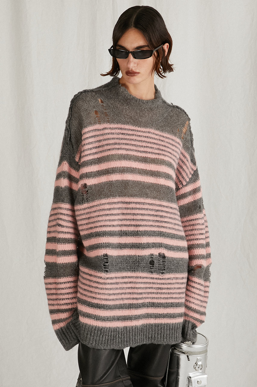 【24WINTER PRE ORDER】Mohair Sheer Border Knit