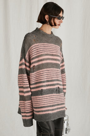 【24WINTER PRE ORDER】Mohair Sheer Border Knit