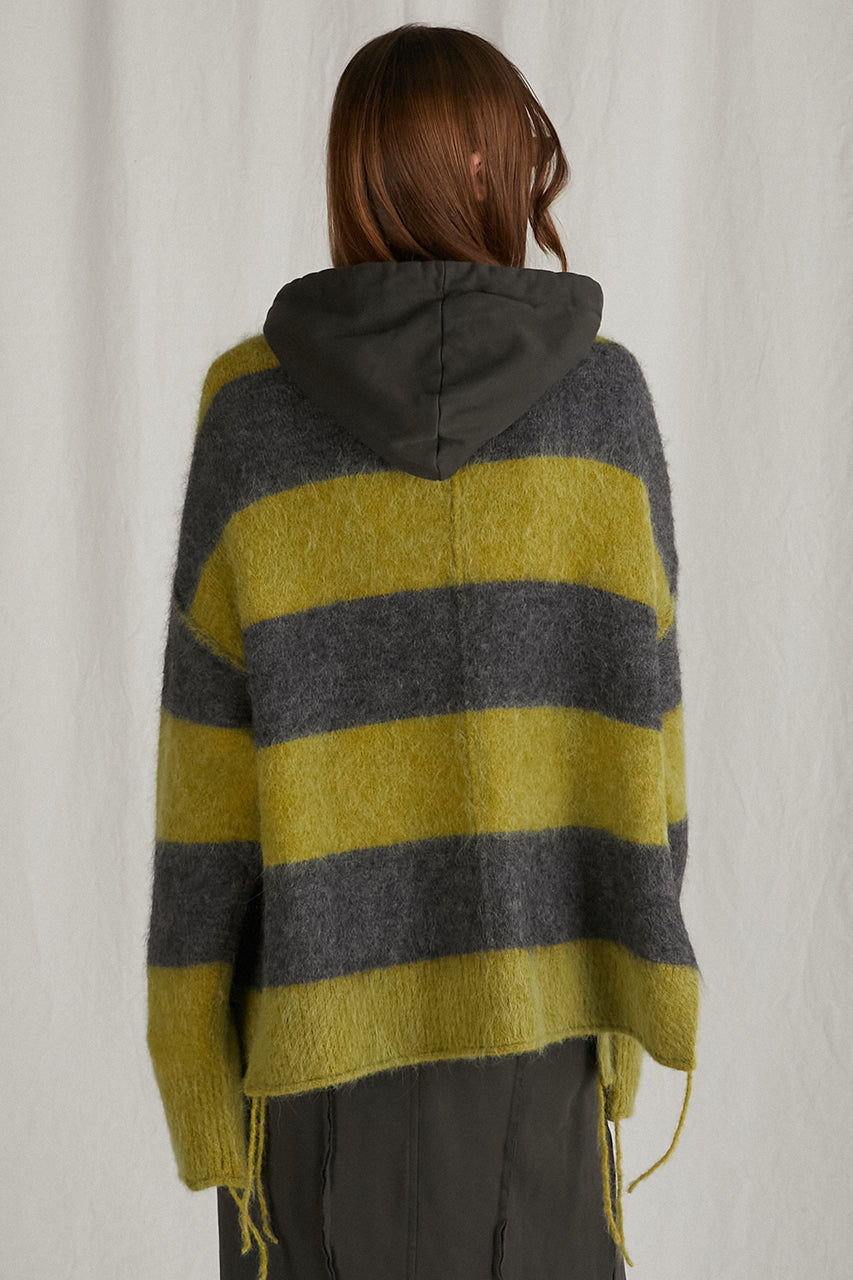 【24WINTER PRE ORDER】Alpaca Border Shaggy Cardigan