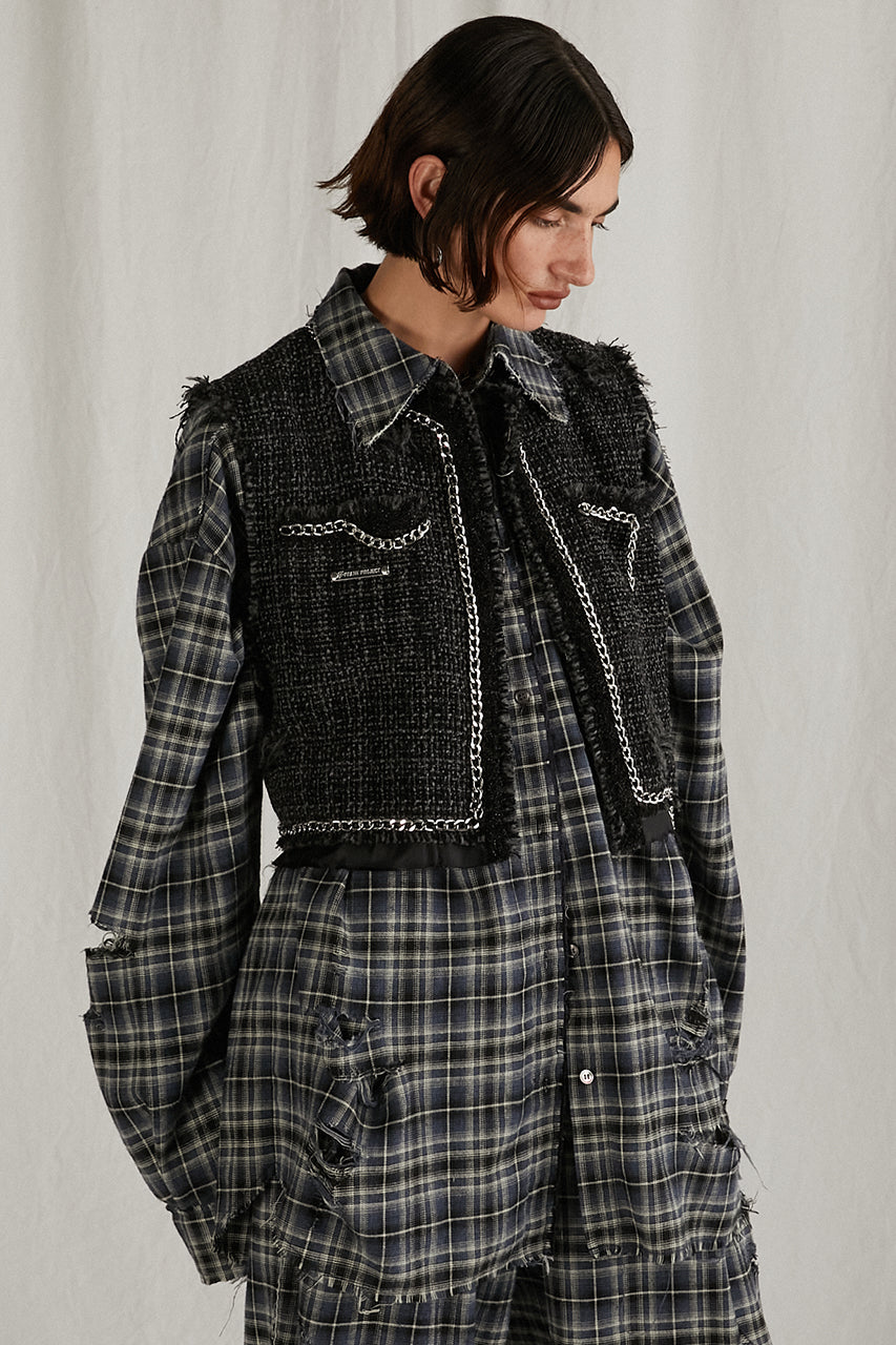 [24Autumn PRE ORDER] CROPPED TWEED VEST