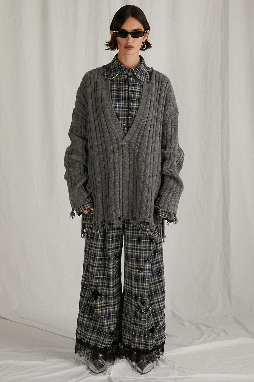 [24Autumn PRE ORDER] DAMAGED CHECK PANTS