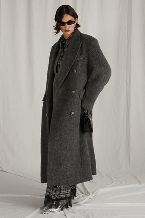 【24WINTER PRE ORDER】Italian Shaggy Double-Breasted Coat