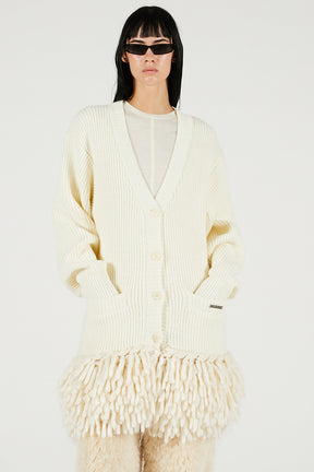 Hand-Fringed Knit Cardigan - 2025 WINTER