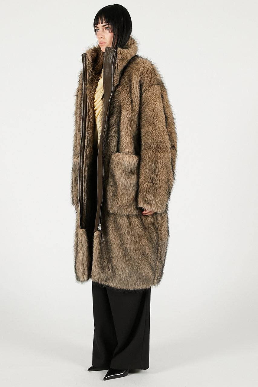 Synthetic Fur Long Coat - 2025 WINTER