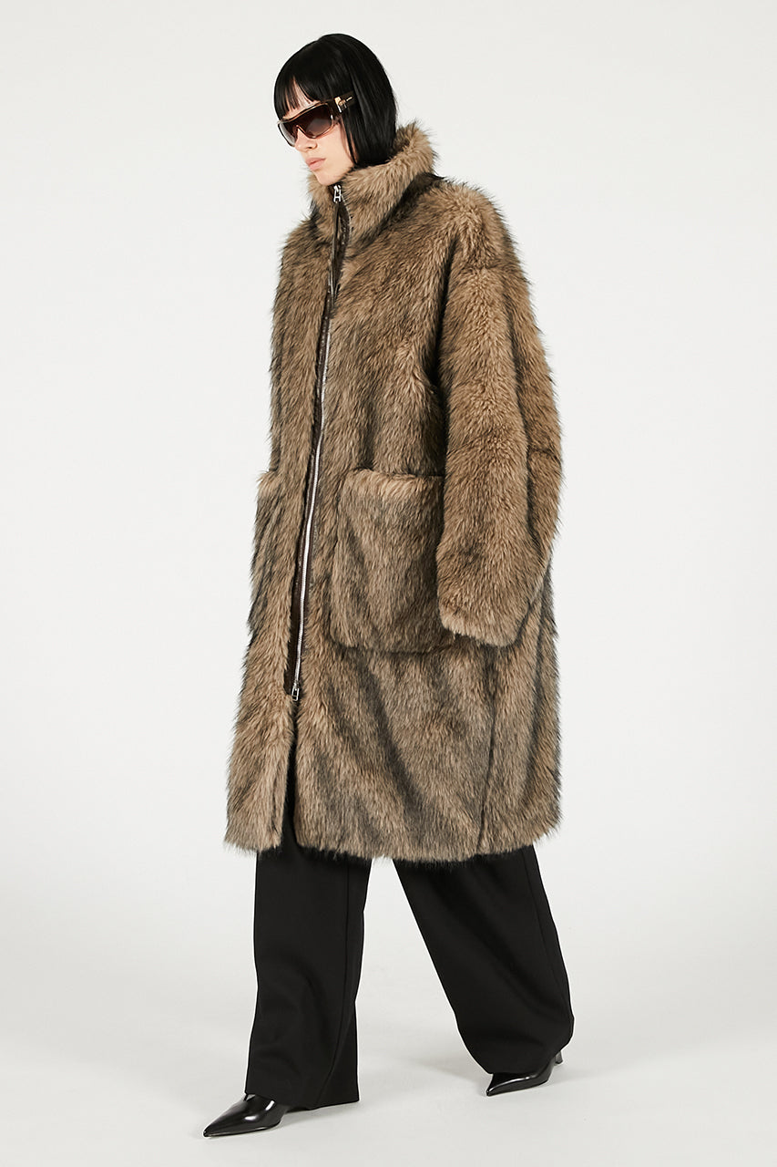 Synthetic Fur Long Coat - 2025 WINTER