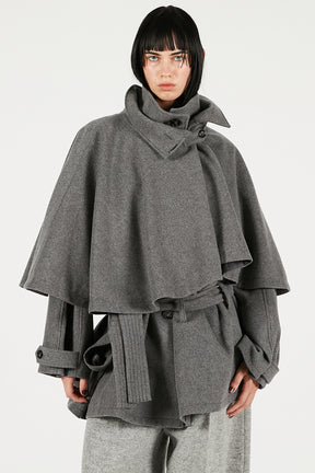 Wool Cape Short Coat