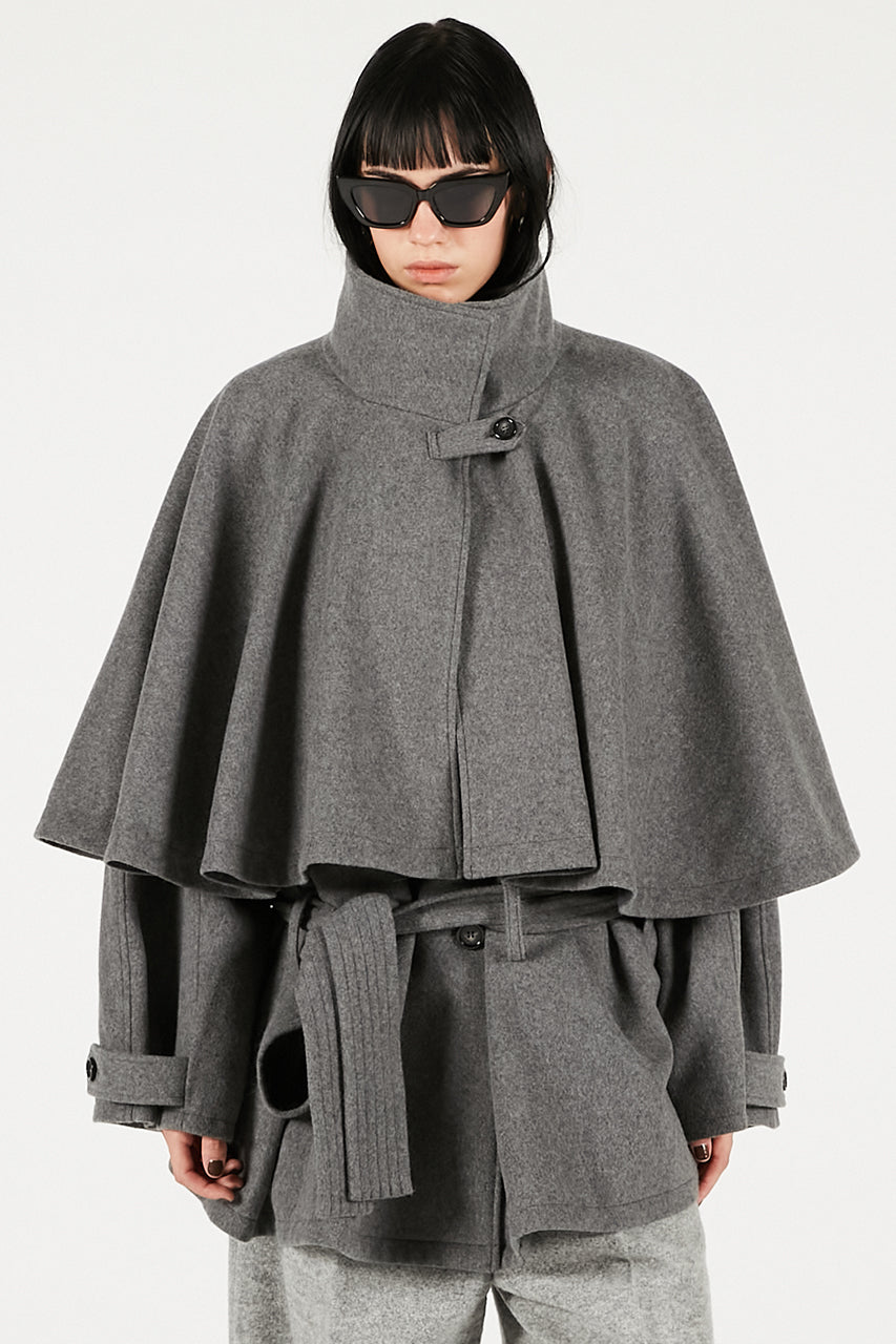 Wool Cape Short Coat