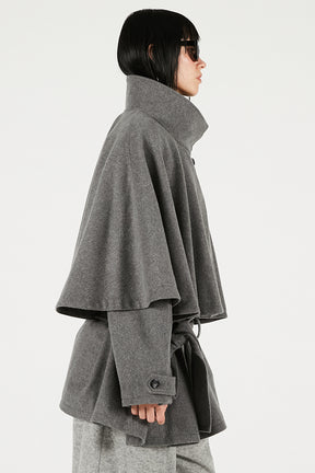 Wool Cape Short Coat