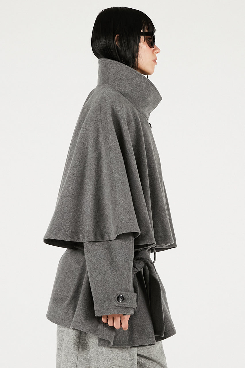 Wool Cape Short Coat