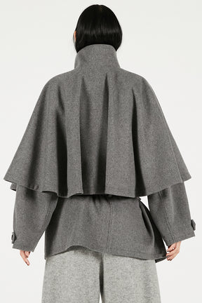 Wool Cape Short Coat