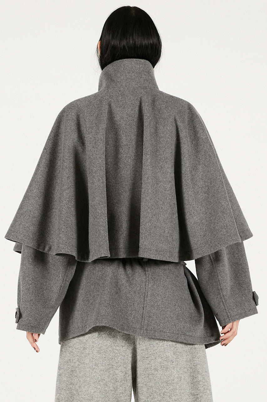 Wool Cape Short Coat