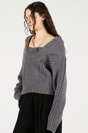 Heart Neck Knit Top - 2025 WINTER