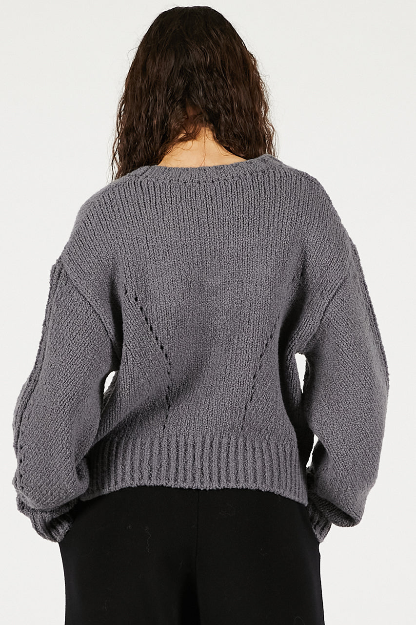 Heart Neck Knit Top - 2025 WINTER