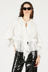 Embroidered Ruffled Blouse - 2025 WINTER