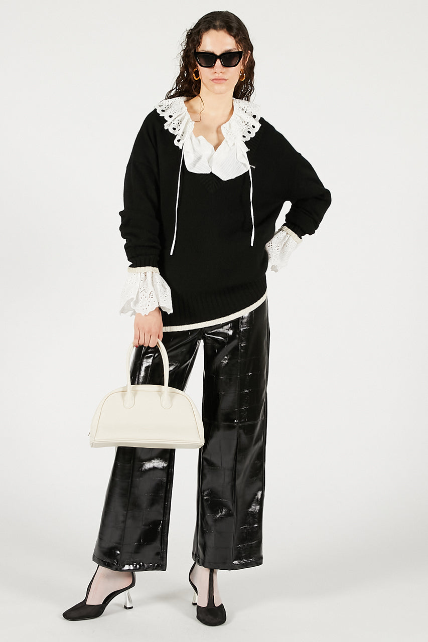 Embroidered Ruffled Blouse - 2025 WINTER