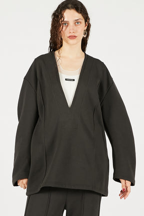 Deep V-Neck Sweatshirt - 2025 WINTER