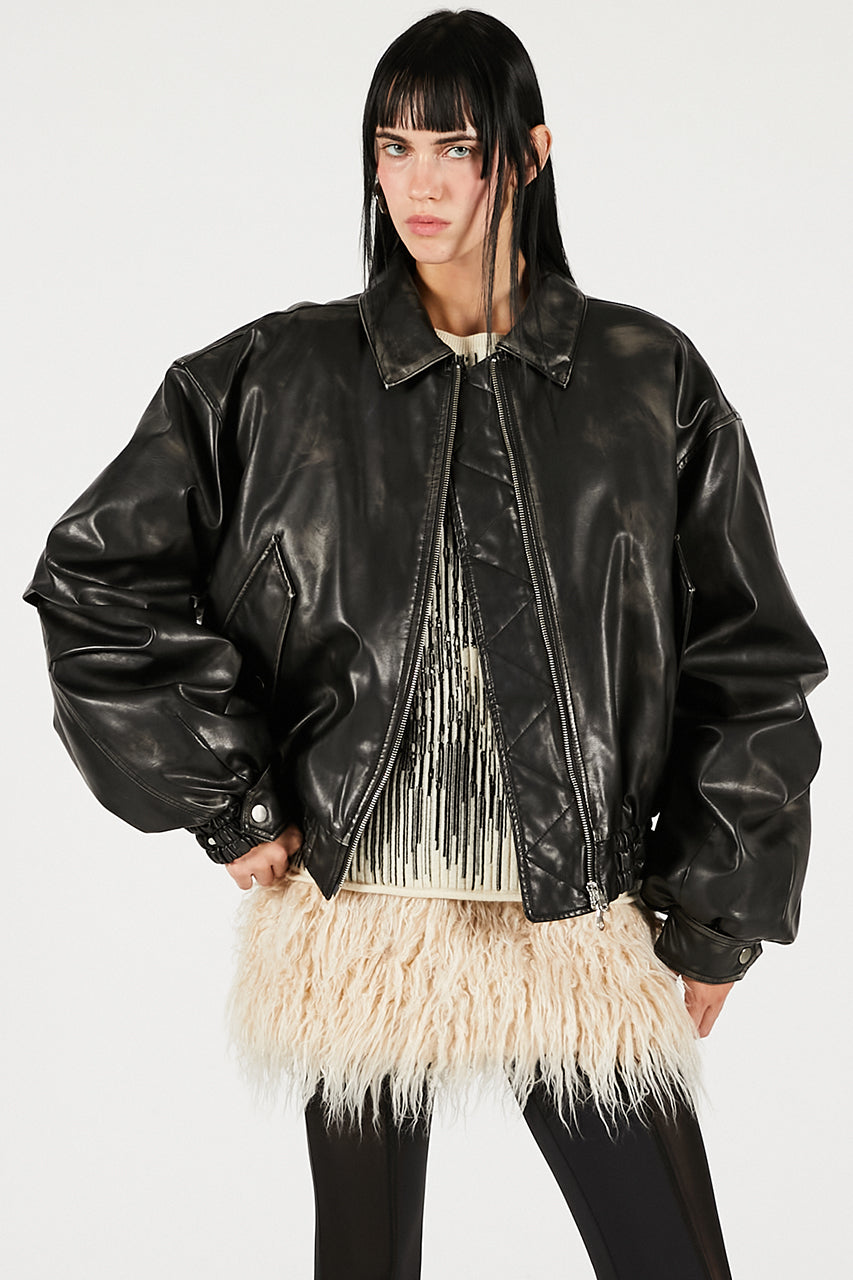 Flight Leather Bomber Jacket - 2025 AUTUMN