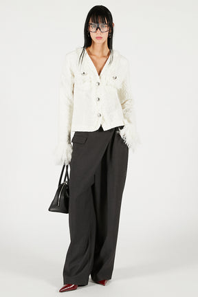 Fringe Jacquard Cardigan