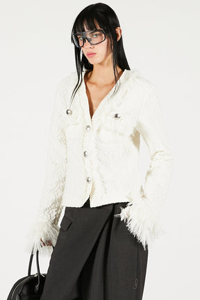 Fringe Jacquard Cardigan