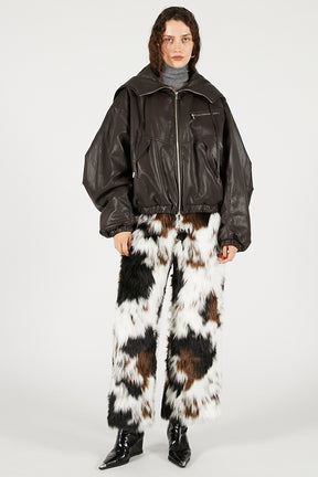 Faux Leather Padded Trucker Jacket - 2025 WINTER