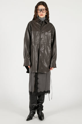 Synthetic Leather Overshirt - 2025 WINTER