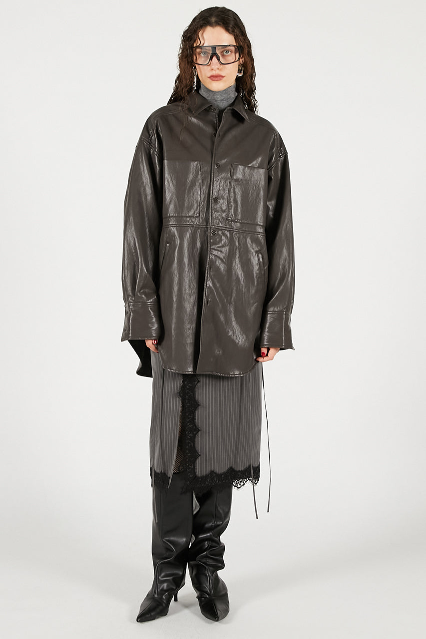 Synthetic Leather Overshirt - 2025 WINTER