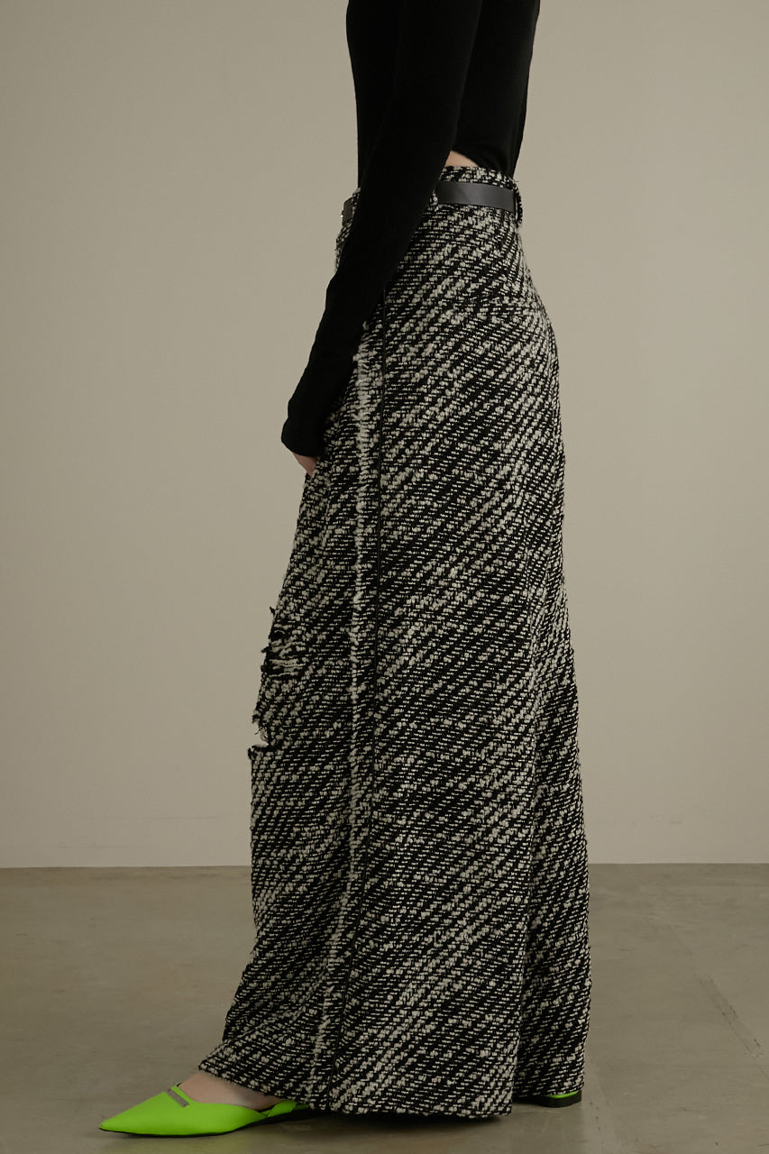 23WINTER PRE ORDER】Tweed Damaged Volumenous Wide Pants