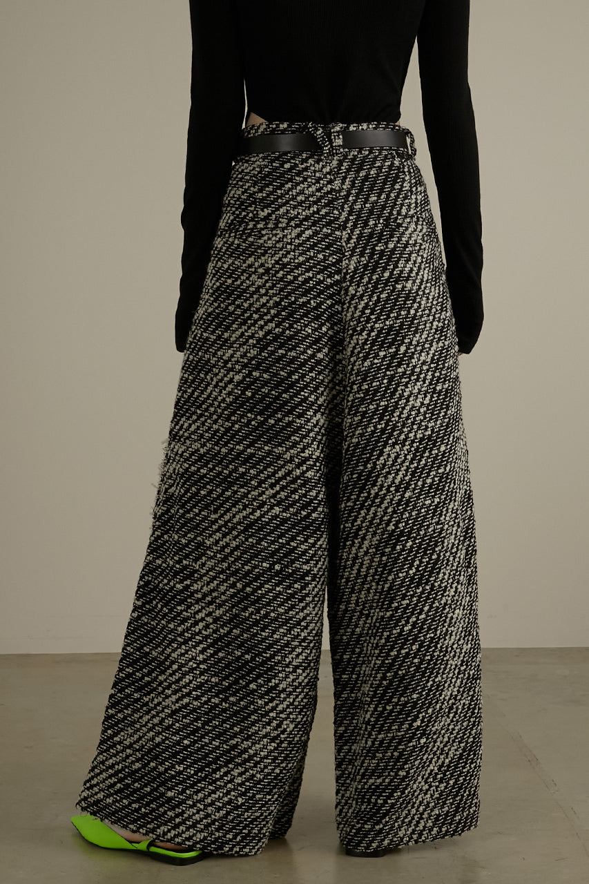 23WINTER PRE ORDER】Tweed Damaged Volumenous Wide Pants