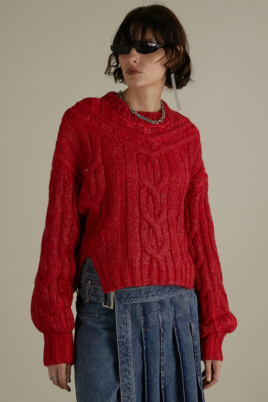 Cable Painted Knit Pullover