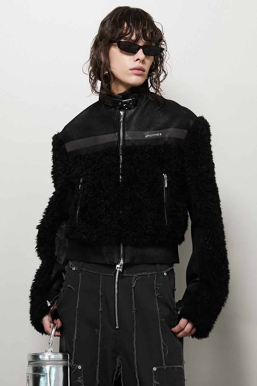 [24Autumn PRE ORDER] FAUX LEATHER COMBI FUR JACKET