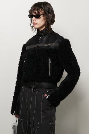 Faux Leather Combi Fur Jacket