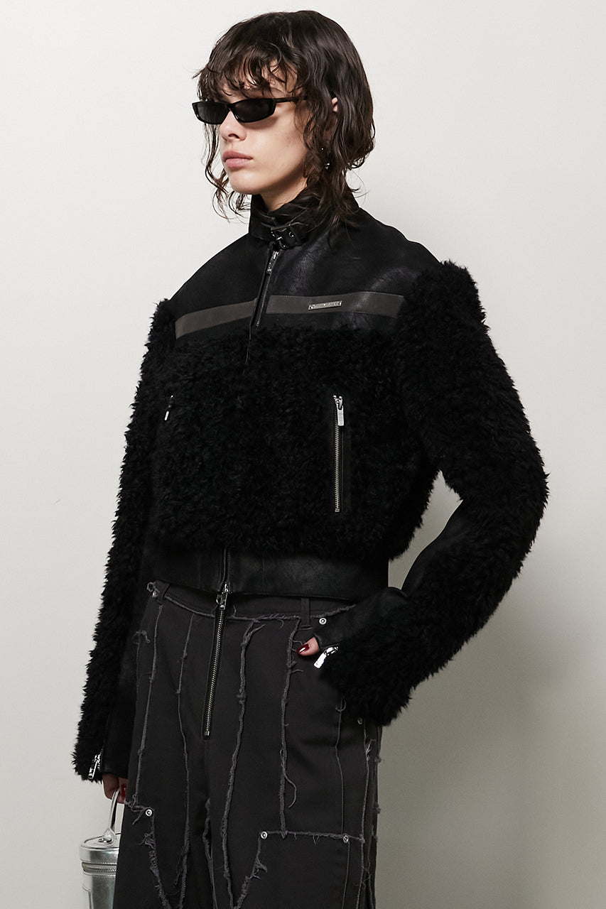 [24Autumn PRE ORDER] FAUX LEATHER COMBI FUR JACKET