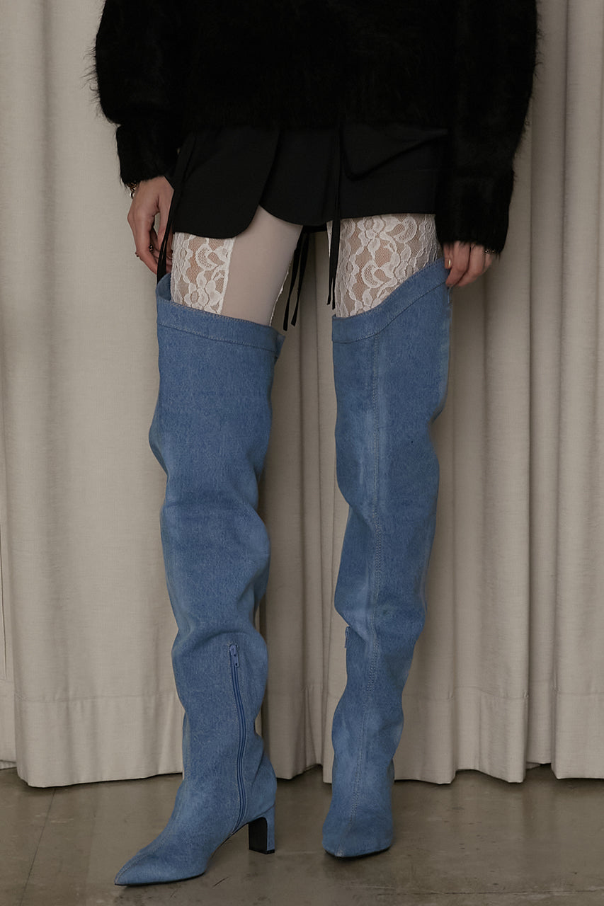 [SALE] Denim Thigh High Boots Pants