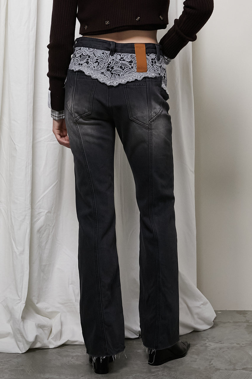 Denim Pants With Lace