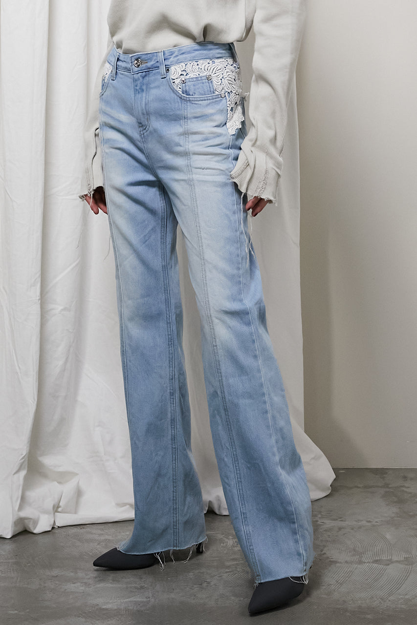 Denim Pants With Lace