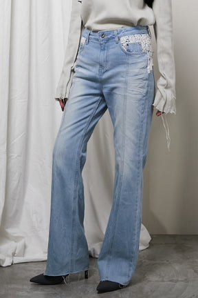 Denim Pants With Lace