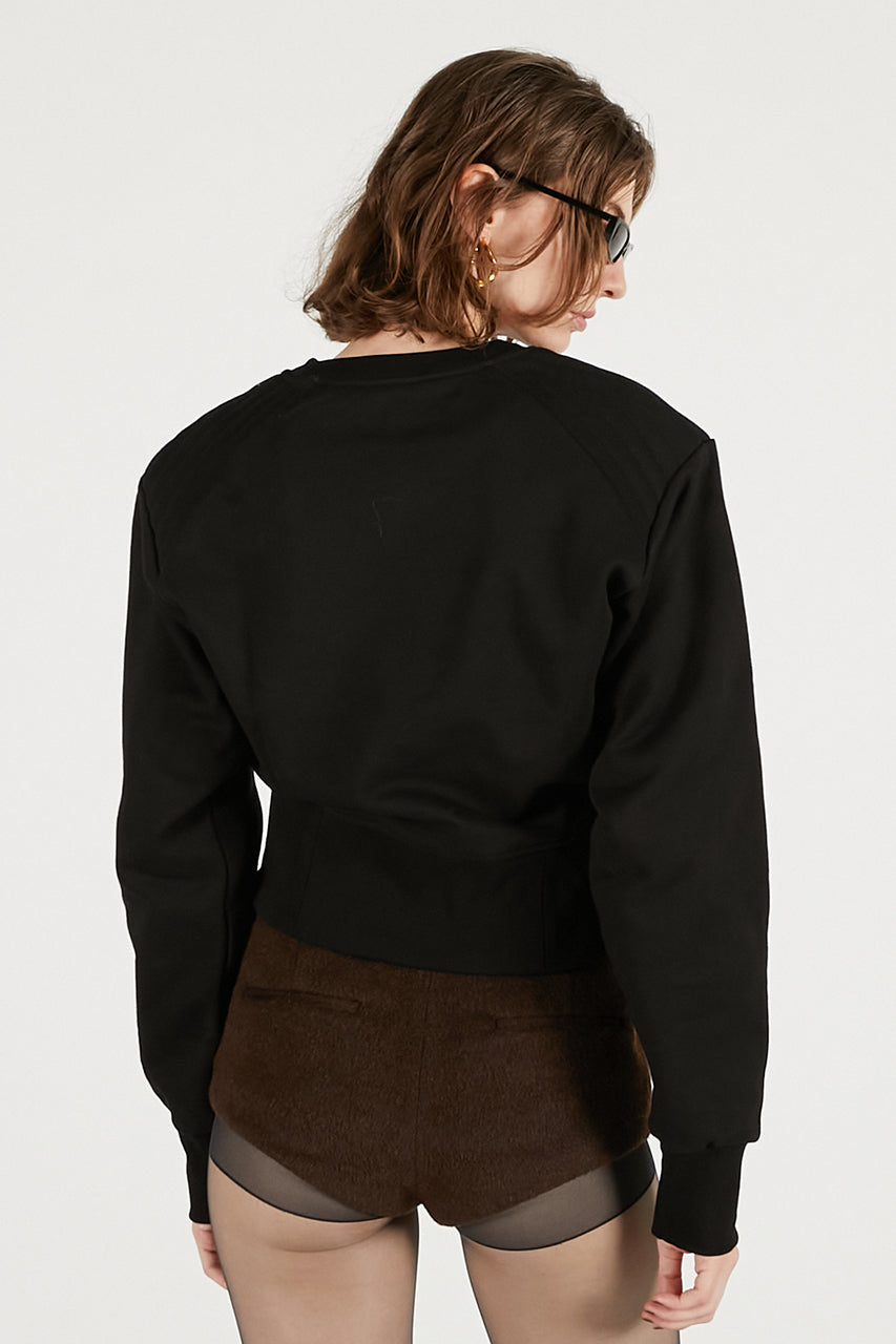 Front Zip Shoulder Pad Sweatshirt - SALE